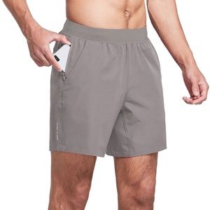 Workout Training Athletic Drawstring Shorts Grey L